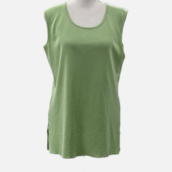 Misook Classic Knit Tank Top Scoop Neck Side Slit in Light Green - Size Medium - Picture 2 of 6
